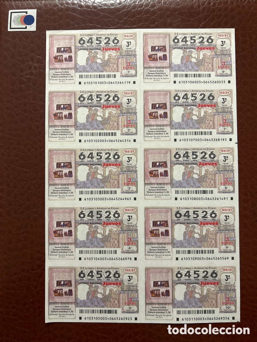 Loterie Nationale: Loteria A&ntilde;o 2021 Sorteo 103 Billete completo