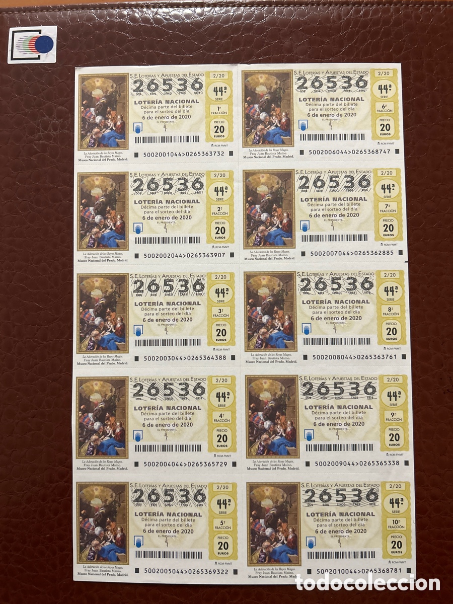 Loterie Nationale: Loteria A&ntilde;o 2020 Sorteo 2 Billete completo