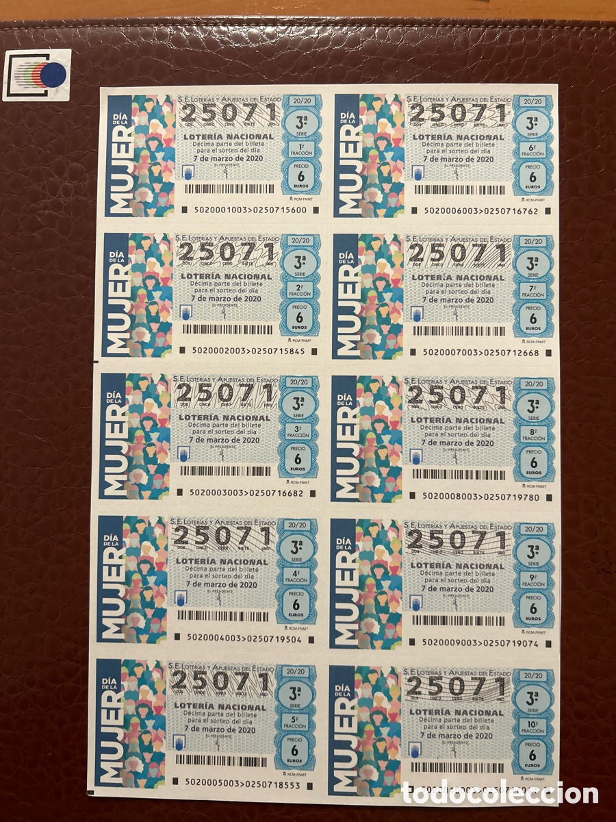 Loterie Nationale: Loteria A&ntilde;o 2020 Sorteo 20 Billete completo