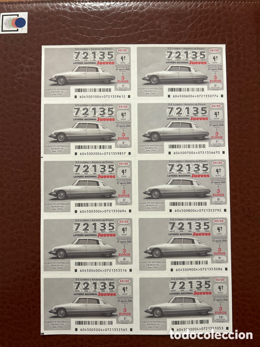 Loterie Nationale: Loteria A&ntilde;o 2020 Sorteo 45 Billete completo