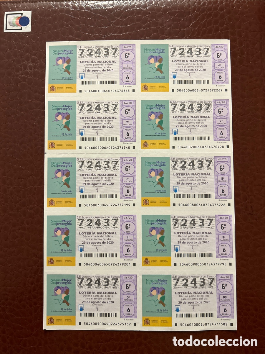 Loterie Nationale: Loteria A&ntilde;o 2020 Sorteo 46 Billete completo