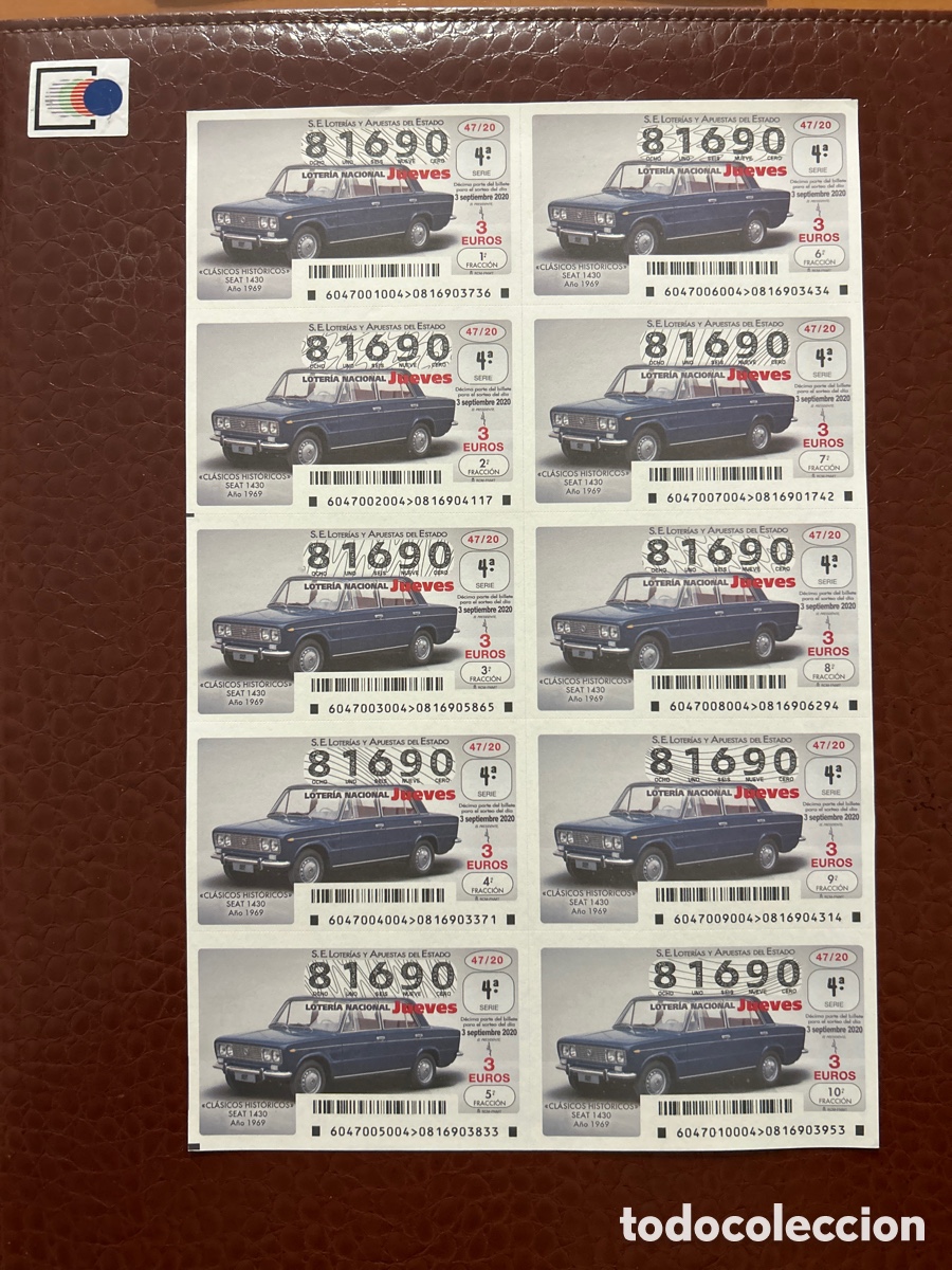 Loterie Nationale: Loteria A&ntilde;o 2020 sorteo 47 Billete completo