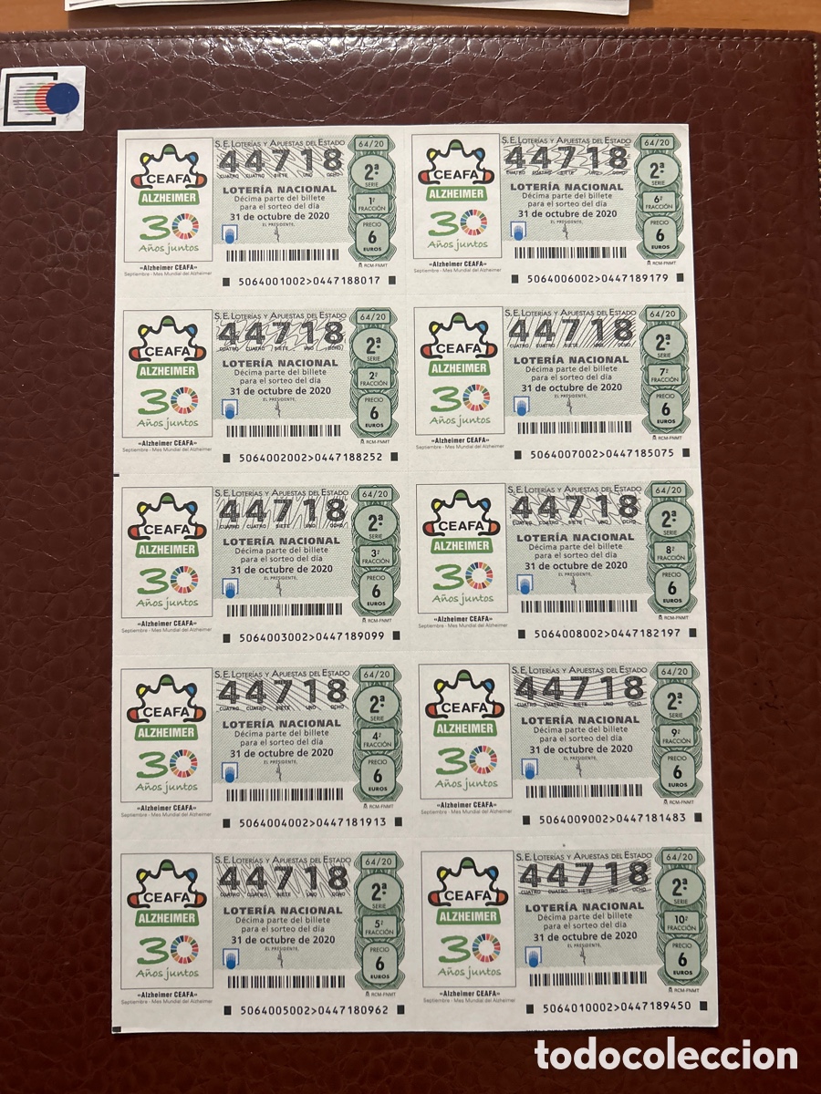 Nationale spanische Lotterie: Loteria A&ntilde;o 2020 Sorteo 64 Billete completo