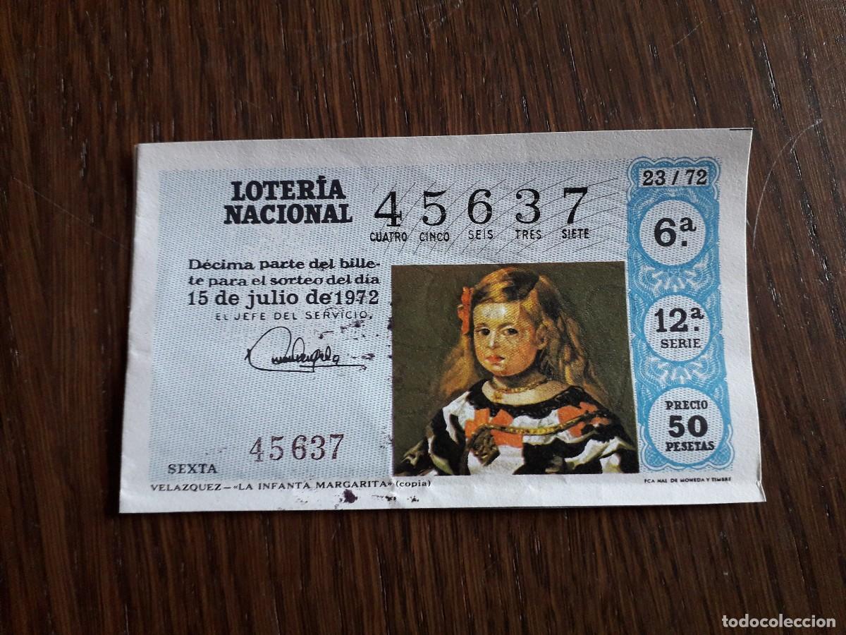 Loter&iacute;a nacional: d&eacute;cimo loter&iacute;a nacional de dia 15-07-72, Vel&aacute;zquez, La infanta Margarita. sorteo 23/72