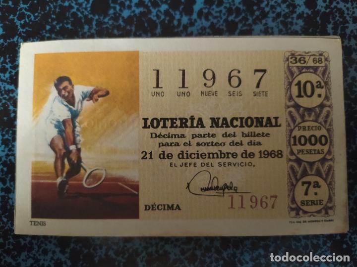 National Spanish Lottery: LOTER&Iacute;A NACIONAL - A&Ntilde;O 1968 COMPLETO - 36 D&Eacute;CIMOS - TEMA: DEPORTES -