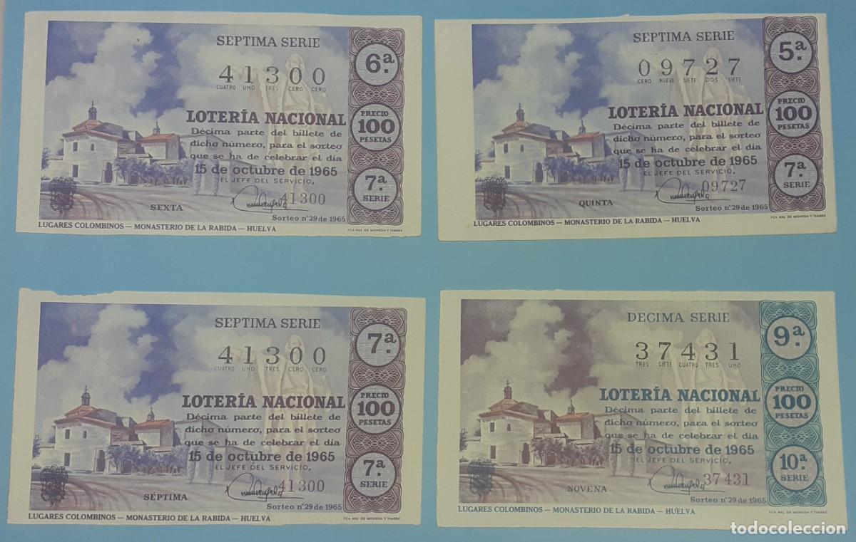 Nationale spanische Lotterie: 4 BILLETES LOTERIA NACIONAL 15 DE OCTUBRE 1965