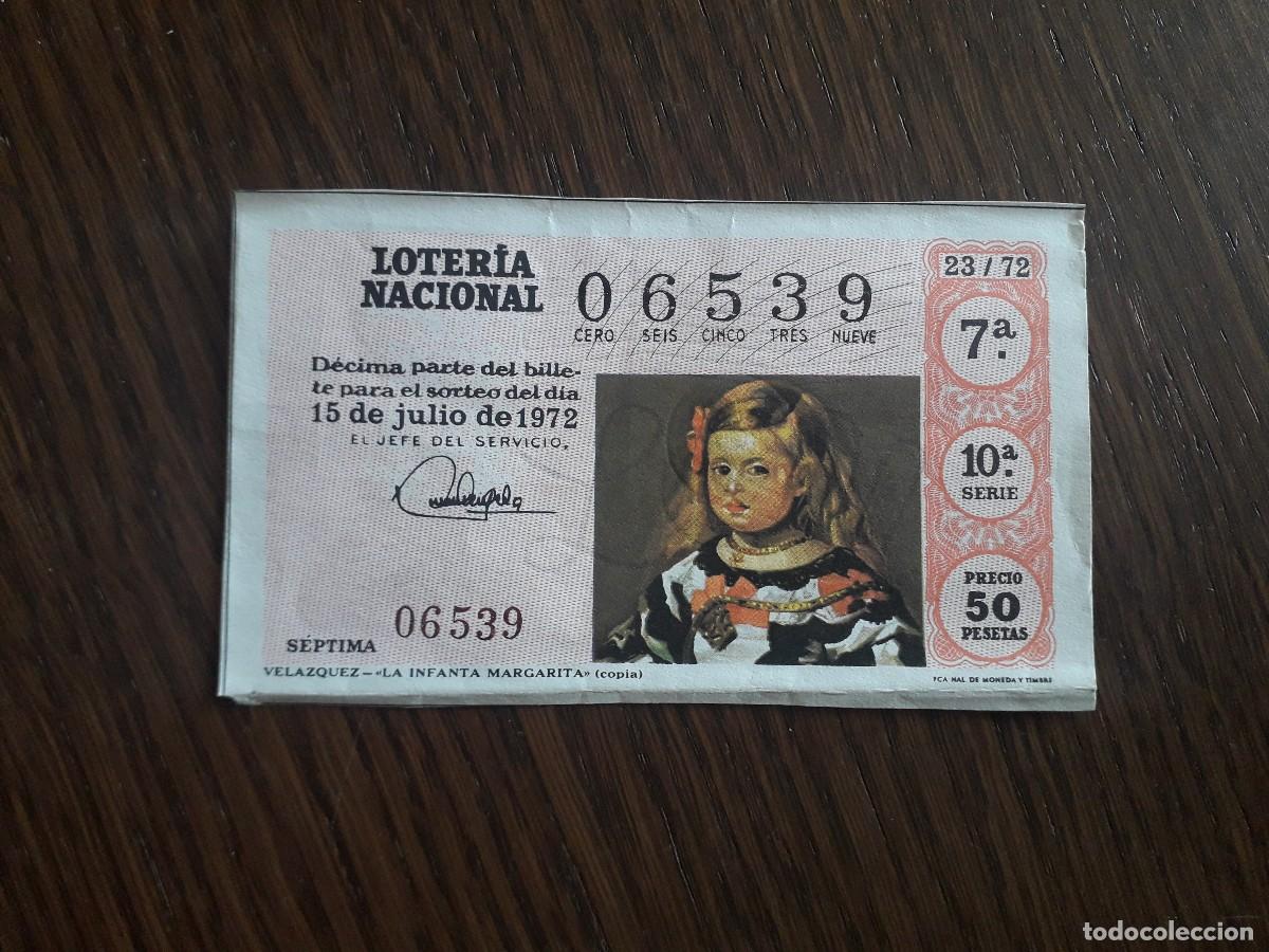 Loter&iacute;a nacional: d&eacute;cimo loter&iacute;a nacional de dia 15-07-72, Vel&aacute;zquez, La infanta Margarita. sorteo 23/72