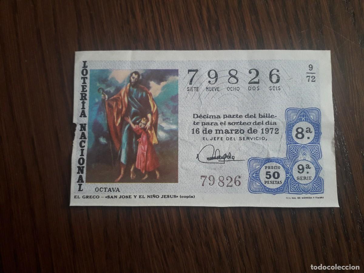 Loter&iacute;a nacional: d&eacute;cimo loter&iacute;a nacional de dia 16-03-72, El Greco, San Jos&eacute; y el ni&ntilde;o Jes&uacute;s. sorteo 9/72