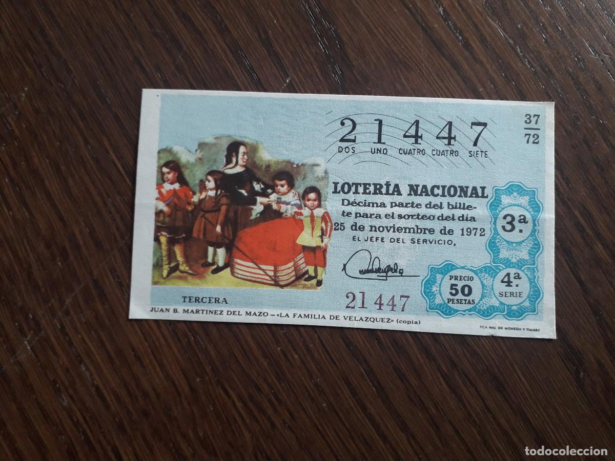 Loter&iacute;a nacional: d&eacute;cimo loter&iacute;a nacional de dia 25-11-72, Juan B. Martinez del Mazo, la familia de Vel&aacute;zquez. 37/72