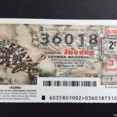 Lotería Nacional: DECIMO LOTERIA JUEVES Nº 36018 SORTEO 35-2008. Lote 401780274