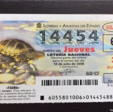 Lotería Nacional: DECIMO LOTERIA JUEVES Nº 14454 SORTEO 55-2008. Lote 401932024