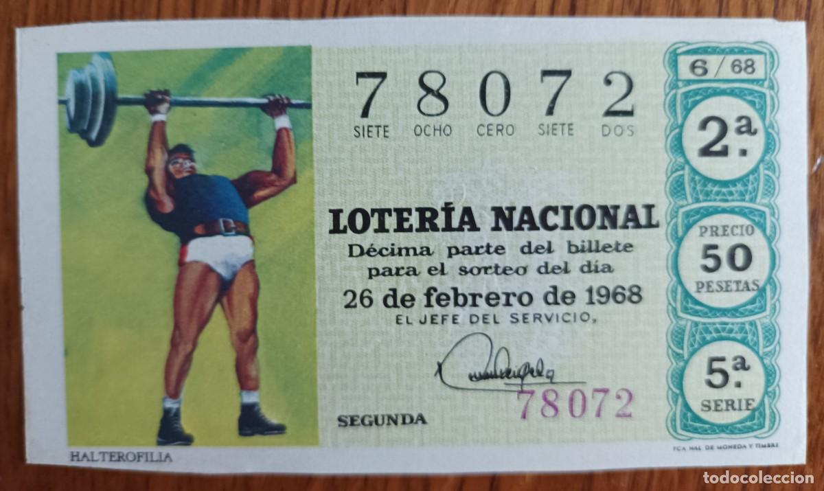 Nationale spanische Lotterie: Loter&iacute;a Nacional, a&ntilde;o 1968, sorteo 6, deportes