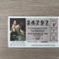Lotería Nacional: ~ DÉCIMO LOTERÍA NACIONAL 24797 SORTEO 94/93, NOVIEMBRE 1993, CONDESA VILCHES ~. Lote 403477039