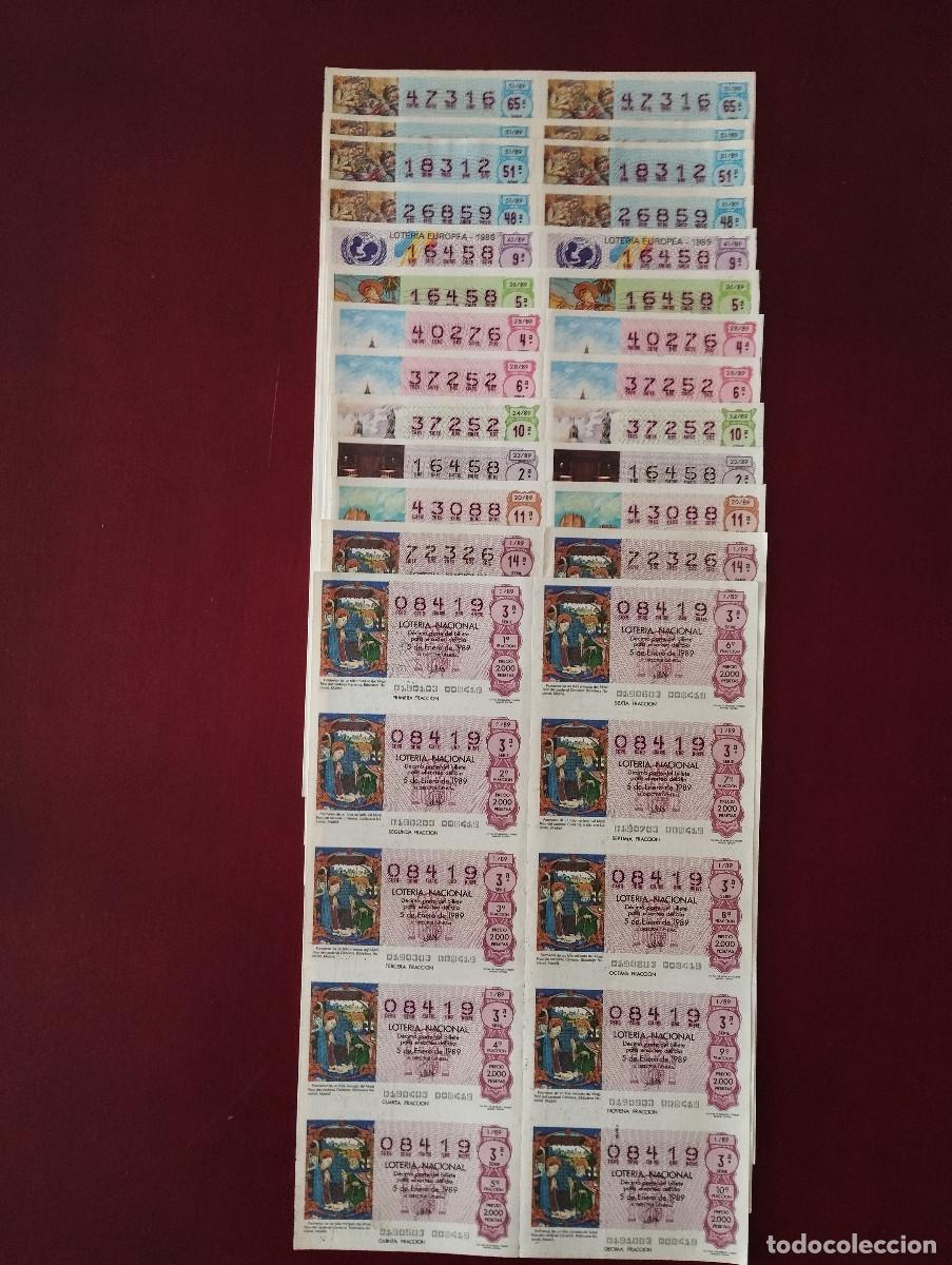 Nationale spanische Lotterie: Loteria nacional a&ntilde;o 1989 - 13 - hojas de 10 decimos.