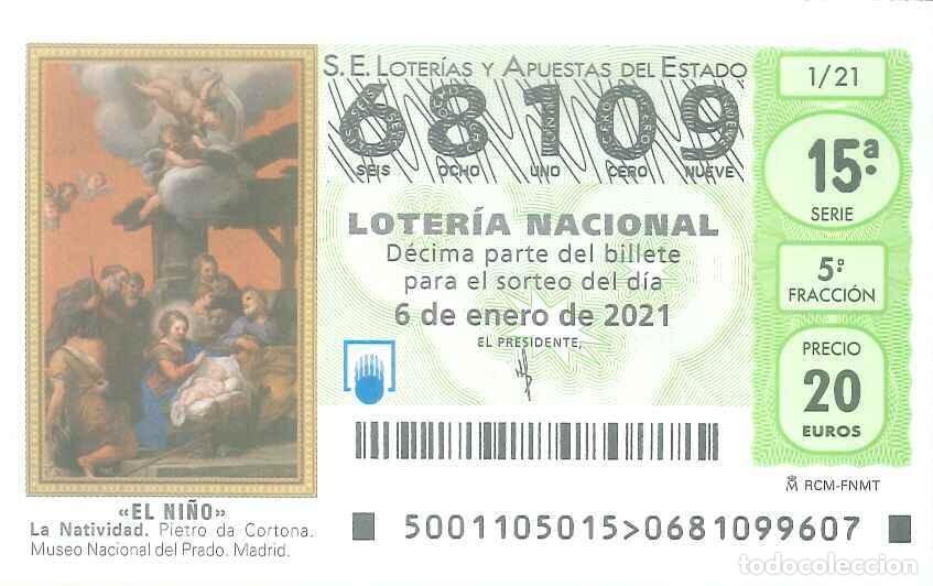 Loter&iacute;a Nacional: LOTERIA NACIONAL - 68109 - 6 ENERO 2021 - EL NI&Ntilde;O - LA NATIVIDAD (PIETRO DA CORTONA) - MUSEO PRADO