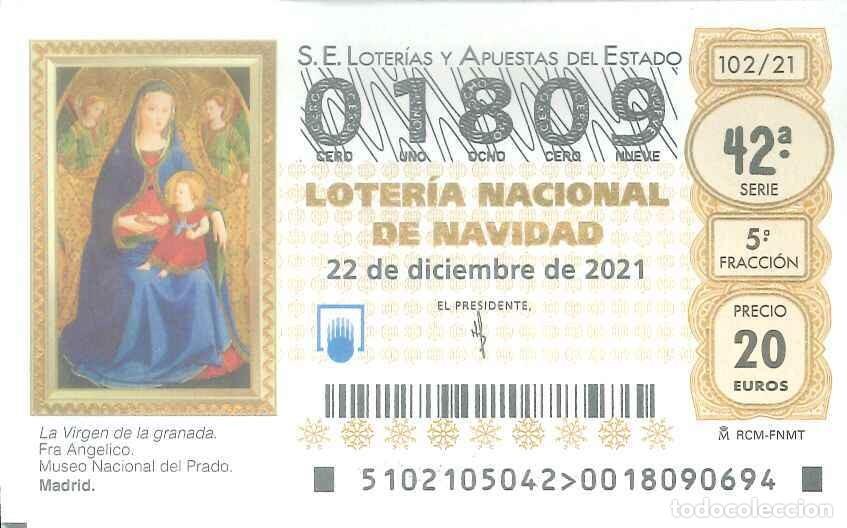 Loter&iacute;a Nacional: LOTERIA NACIONAL - 01809 - 22 DICIEMBRE 2021 - LA VIRGEN DE LA GRANADA (FRAY ANGELICO) MUSEO PRADO