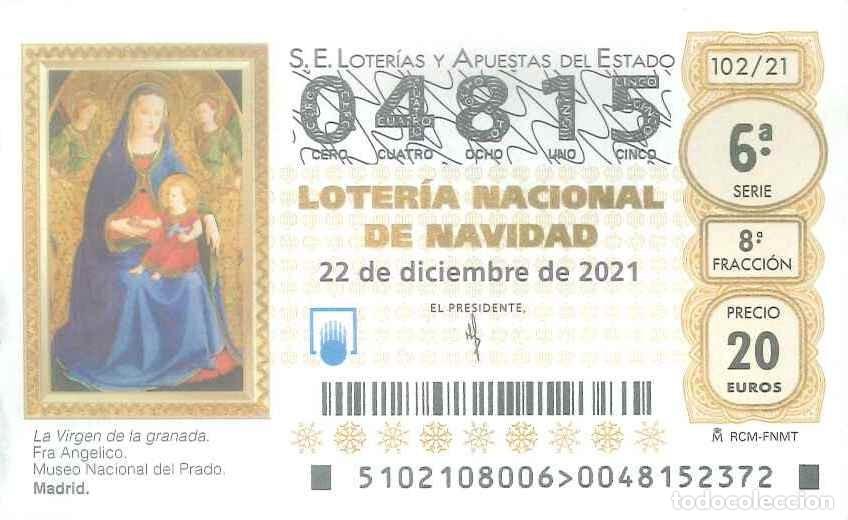 Loter&iacute;a Nacional: LOTERIA NACIONAL - 04815 - 22 DICIEMBRE 2021 - LA VIRGEN DE LA GRANADA (FRAY ANGELICO) MUSEO PRADO