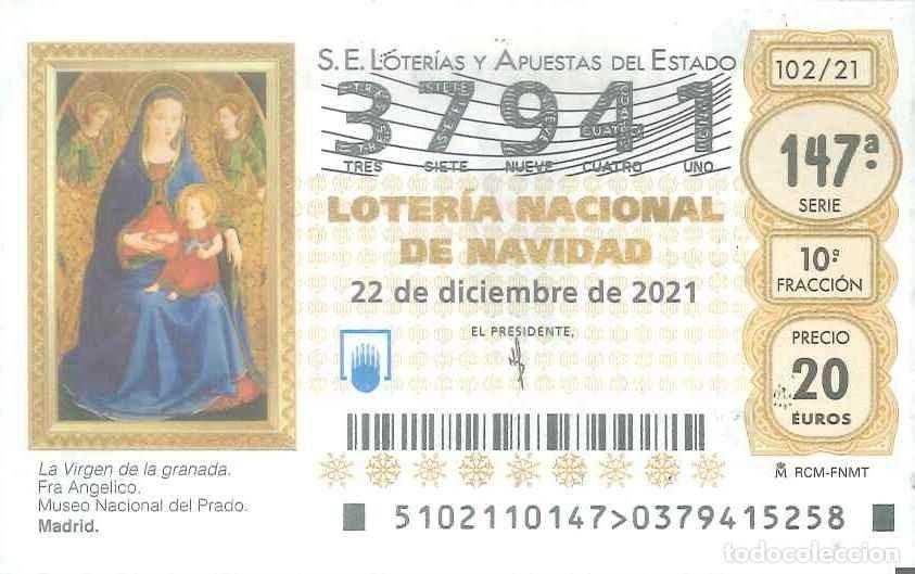 Loter&iacute;a Nacional: LOTERIA NACIONAL - 37941 - 22 DICIEMBRE 2021 - LA VIRGEN DE LA GRANADA (FRAY ANGELICO) MUSEO PRADO