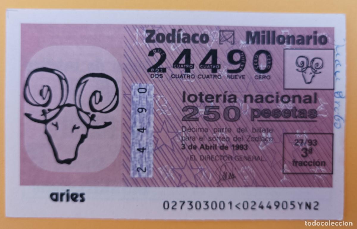 National Spanish Lottery: Loter&iacute;a Nacional, a&ntilde;o 1993, sorteo 27 del Zodiaco, Aries