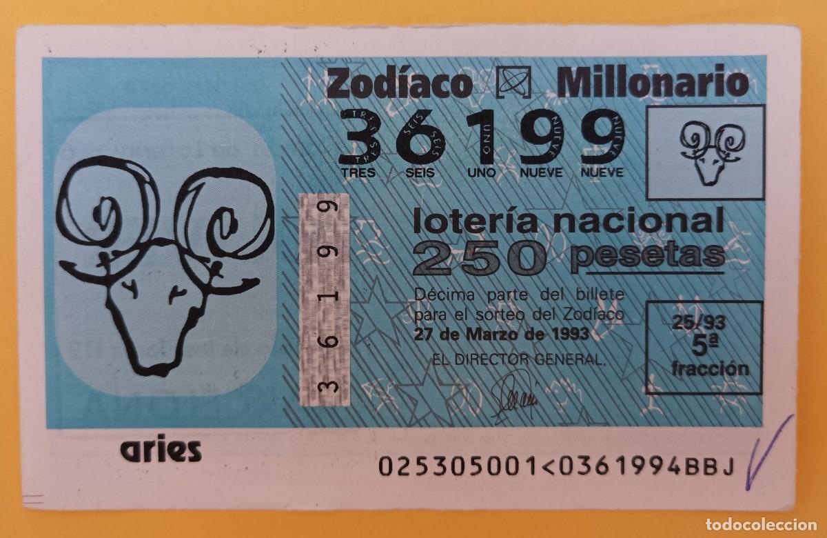 National Spanish Lottery: Loter&iacute;a Nacional, a&ntilde;o 1993, sorteo 25 del Zodiaco. Aries