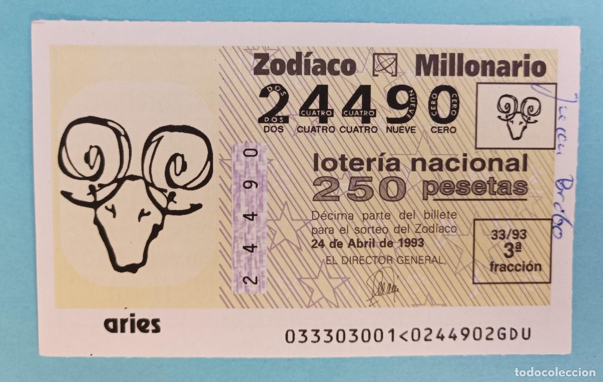 National Spanish Lottery: Loter&iacute;a Nacional, a&ntilde;o 1993, sorteo 33 del Zodiaco, Aries