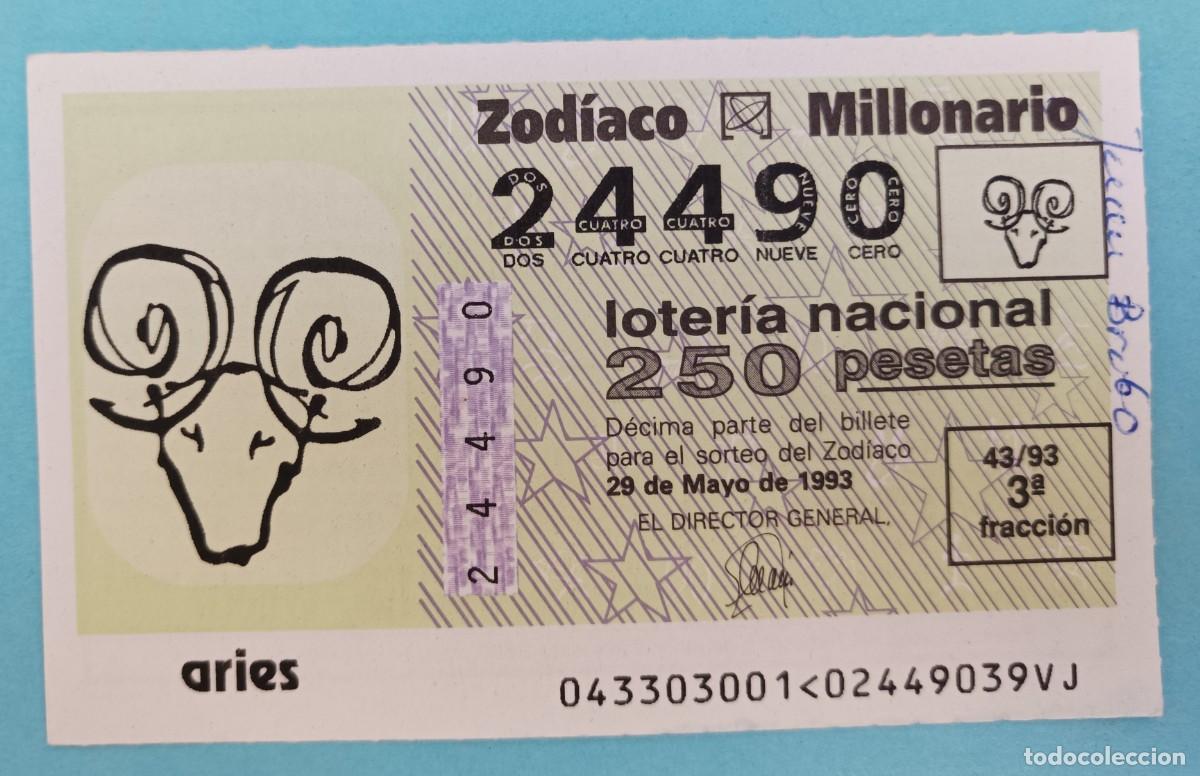 National Spanish Lottery: Loter&iacute;a Nacional, a&ntilde;o 1993, sorteo 43 del Zodiaco, Aries