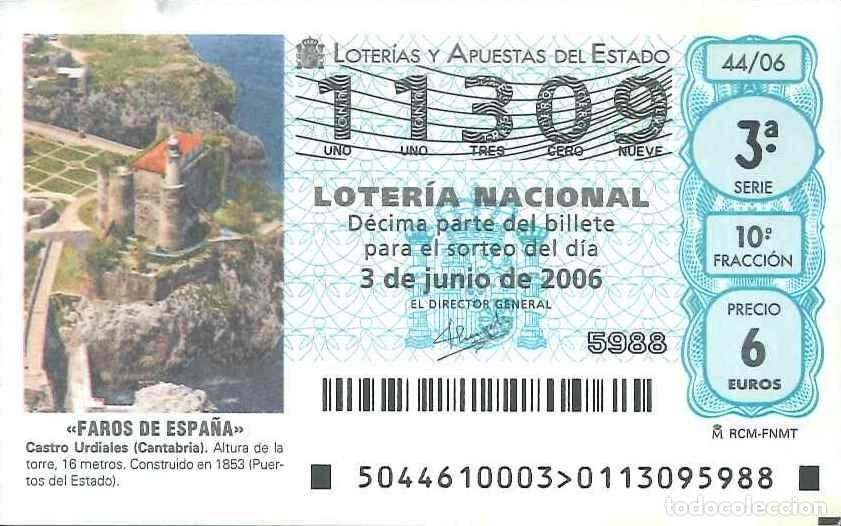 Loter&iacute;a nacional: LOTERIA NACIONAL - 11309 - 3 JUNIO 2006 - FAROS DE ESPA&Ntilde;A - CASTRO URDIALES (CANTABRIA)