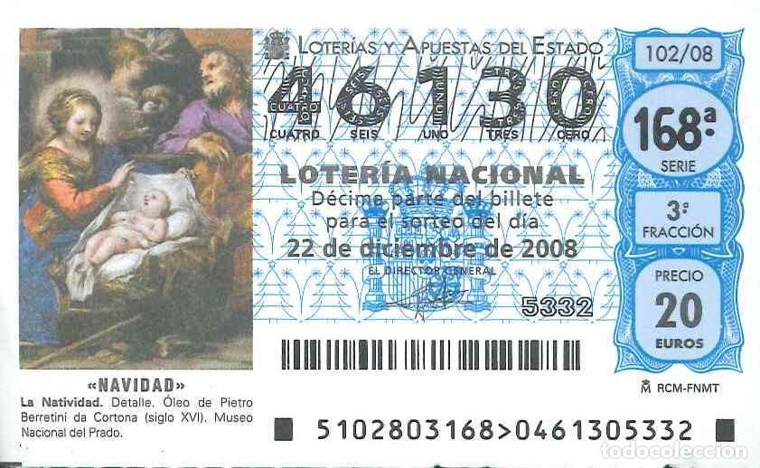 Loter&iacute;a Nacional: LOTERIA NACIONAL - 46130 - 22 DICIEMBRE 2008 - NAVIDAD - LA NATIVIDAD - MUSEO DEL PRADO