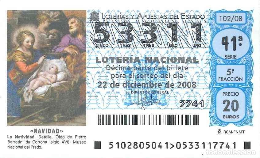 Loter&iacute;a Nacional: LOTERIA NACIONAL - 53311 - 22 DICIEMBRE 2008 - NAVIDAD - LA NATIVIDAD - MUSEO DEL PRADO