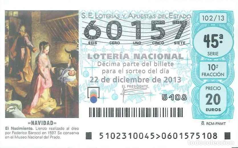 Loter&iacute;a Nacional: LOTERIA NACIONAL - 60157 - 22 DICIEMBRE 2013 - NAVIDAD - EL NACIMIENTO - MUSEO DEL PRADO