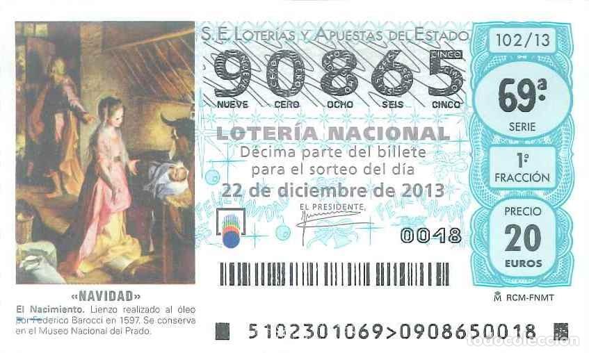 Loter&iacute;a Nacional: LOTERIA NACIONAL - 90865 - 22 DICIEMBRE 2013 - NAVIDAD - EL NACIMIENTO - MUSEO DEL PRADO