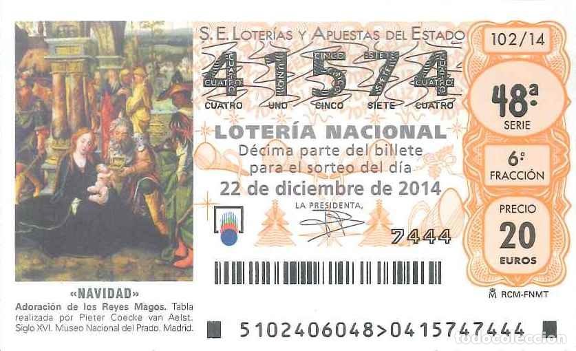 Loter&iacute;a Nacional: LOTERIA NACIONAL - 41574 - 22 DICIEMBRE 2014 - NAVIDAD - ADORACION DE LOS REYES MAGOS - MUSEO PRADO