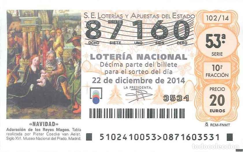 Loter&iacute;a Nacional: LOTERIA NACIONAL - 87160 - 22 DICIEMBRE 2014 - NAVIDAD - ADORACION DE LOS REYES MAGOS - MUSEO PRADO