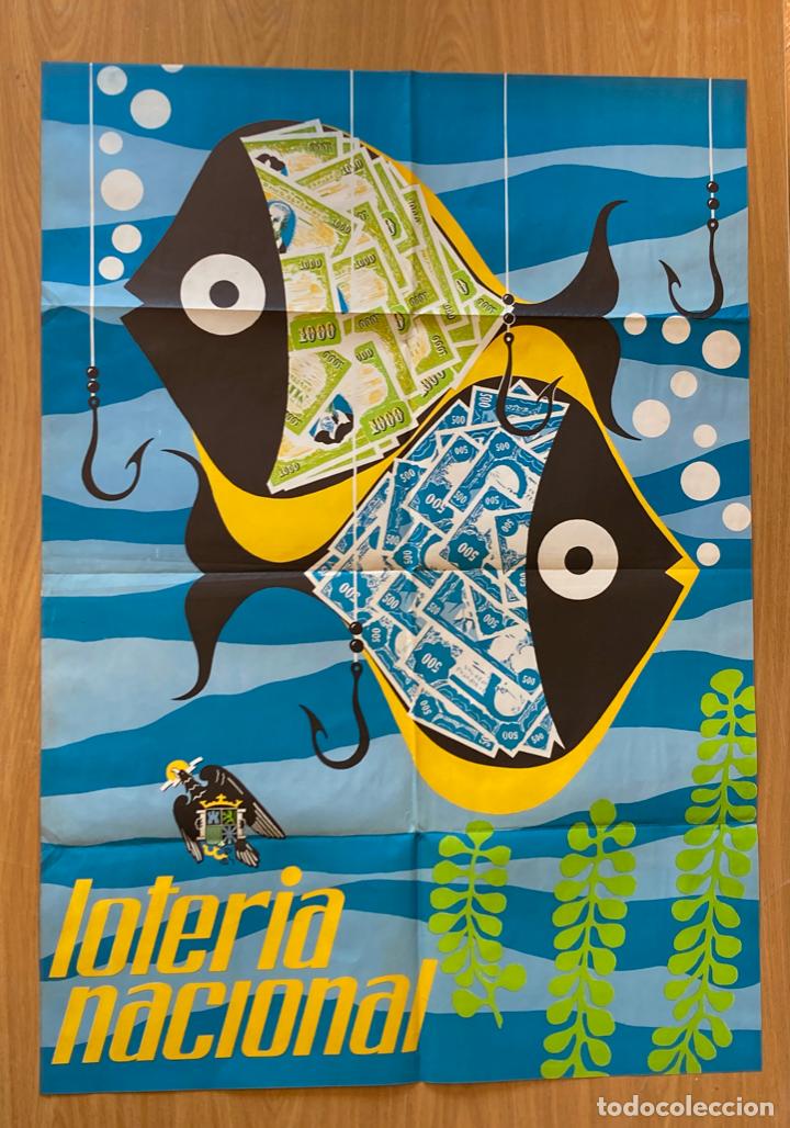 Loter&iacute;a nacional: LOTERIA NACIONAL, CARTEL LITOGRAFICO, PECES - A&Ntilde;OS 50/60