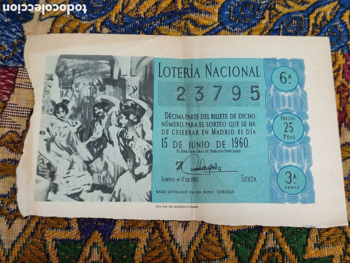 Loter&iacute;a Nacional: Billete loter&iacute;a 1960
