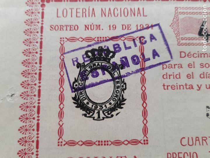 Loter&iacute;a nacional: D&eacute;cimo. Sorteo n&ordm; 19 de 1931. - Foto 2
