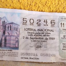 Lotería Nacional: DÉCIMO DE LOTERÍA NACIONAL DE 1989 DE BELLEZAS DE ESPAÑA