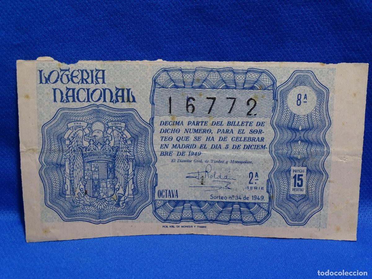 Lotaria Nacional: D&Eacute;CIMO DE LOTER&Iacute;A NACI&Oacute;NAL SORTEO 34 DE 1949. J. BONASTRE DE LLUCH.