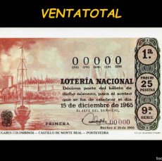 Lotería Nacional: POSTAL DE UN BILLETE DE LOTERIA NACIONAL DEL AÑO 1965/82 ( CASTILLO DE MONTE REAL PONTEVEDRA )