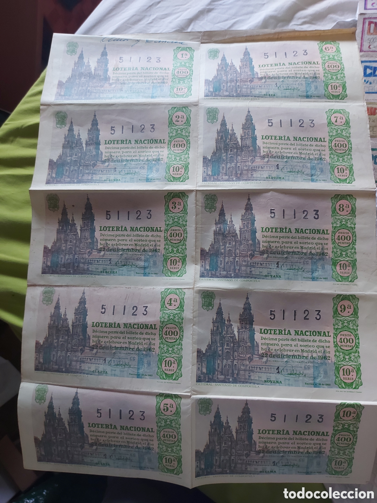 National Spanish Lottery: BILLETE LOTERIA SERIE COMPLETA 22.12.1962 NUMERO 51123