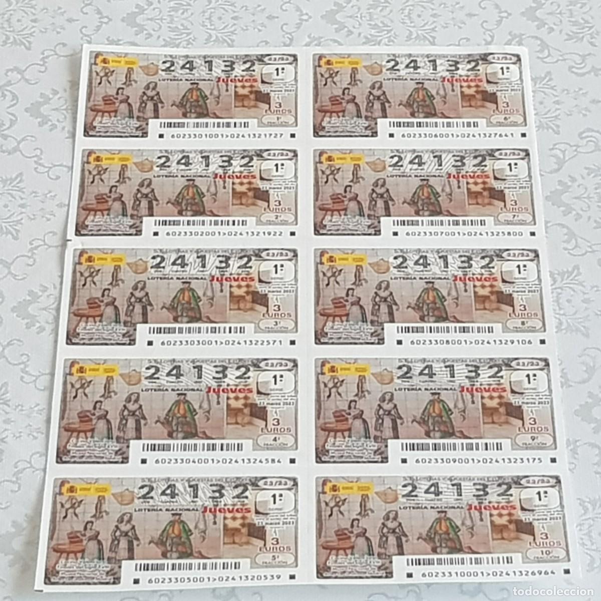 Loterie Nationale: BILLETE LOTERIA, SORTEO 23/23, 23 MARZO 2023, COCINA VALENCIANA FINALES S. XVIII, N&ordm; 24132, LEER