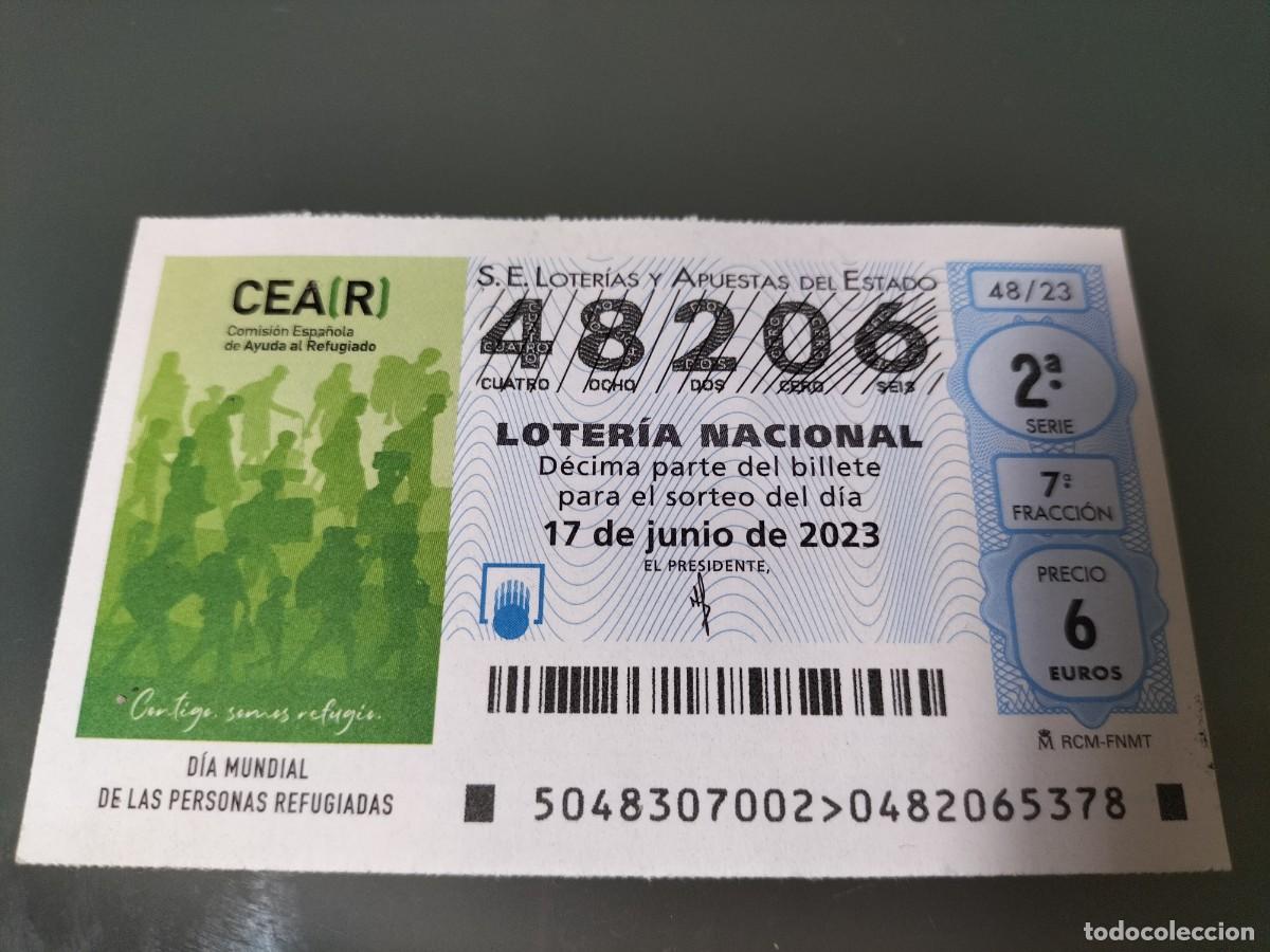 National Spanish Lottery: 1 DECIMO LOTERIA NACIONAL SABADO 17 JUNIO 2023 48/23 - DIA MUNDIAL DE LAS PERSONAS REFUGIADAS