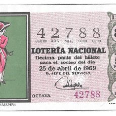 Lotería Nacional: DÉCIMO DE 1969 - NÚMERO 42788