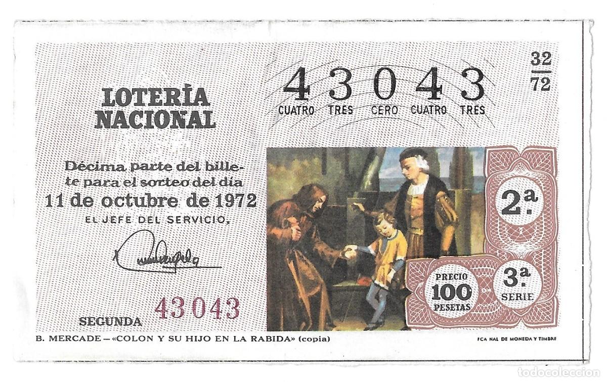 Loter&iacute;a nacional: D&Eacute;CIMO DE 1972 - N&Uacute;MERO 43043 - Foto 1
