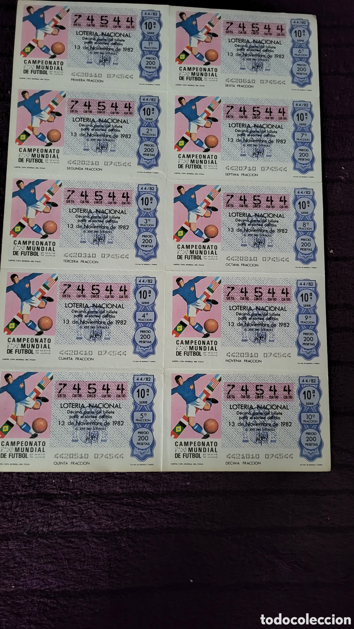 Loter&iacute;a Nacional: Loteria Nacional 1982 Campeonato Mundial de F&uacute;tbol