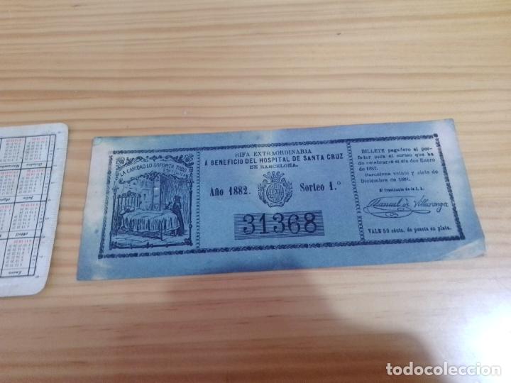 Loterie Nationale: 1881 RIFA A BENEFICIO HOSPITAL SANTA CRUZ DE BARCELONA