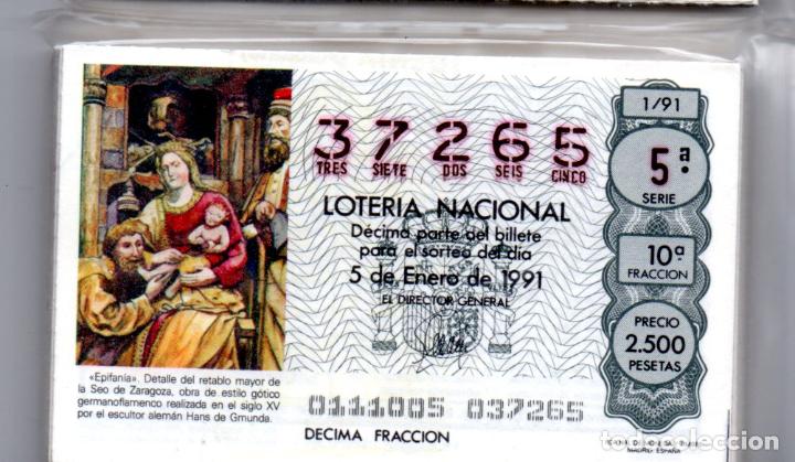 National Spanish Lottery: LOTER&Iacute;A NACIONAL DEL S&Aacute;BADO - A&Ntilde;O 1991 COMPLETO - EXCELENTE ESTADO -