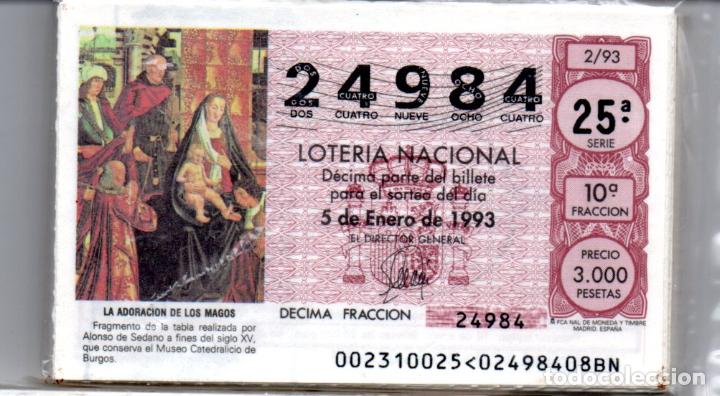 National Spanish Lottery: LOTER&Iacute;A NACIONAL DEL S&Aacute;BADO - A&Ntilde;O 1993 COMPLETO - EXCELENTE ESTADO -