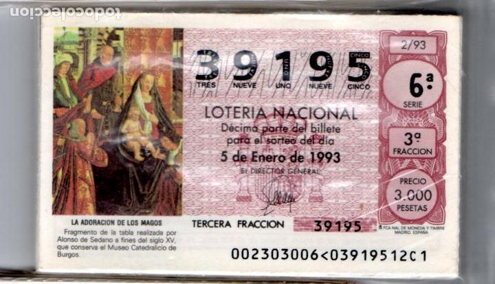 National Spanish Lottery: LOTER&Iacute;A NACIONAL DEL S&Aacute;BADO - A&Ntilde;O 1993 COMPLETO - EXCELENTE ESTADO -