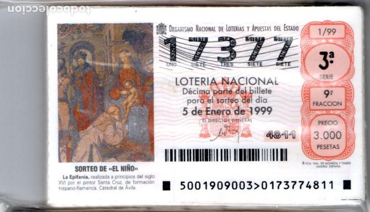 National Spanish Lottery: LOTER&Iacute;A NACIONAL DEL S&Aacute;BADO - A&Ntilde;O 1999 COMPLETO - EXCELENTE ESTADO -